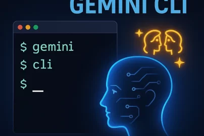 Illustration of Gemini CLI tool for developers with AI terminal interface - 2025