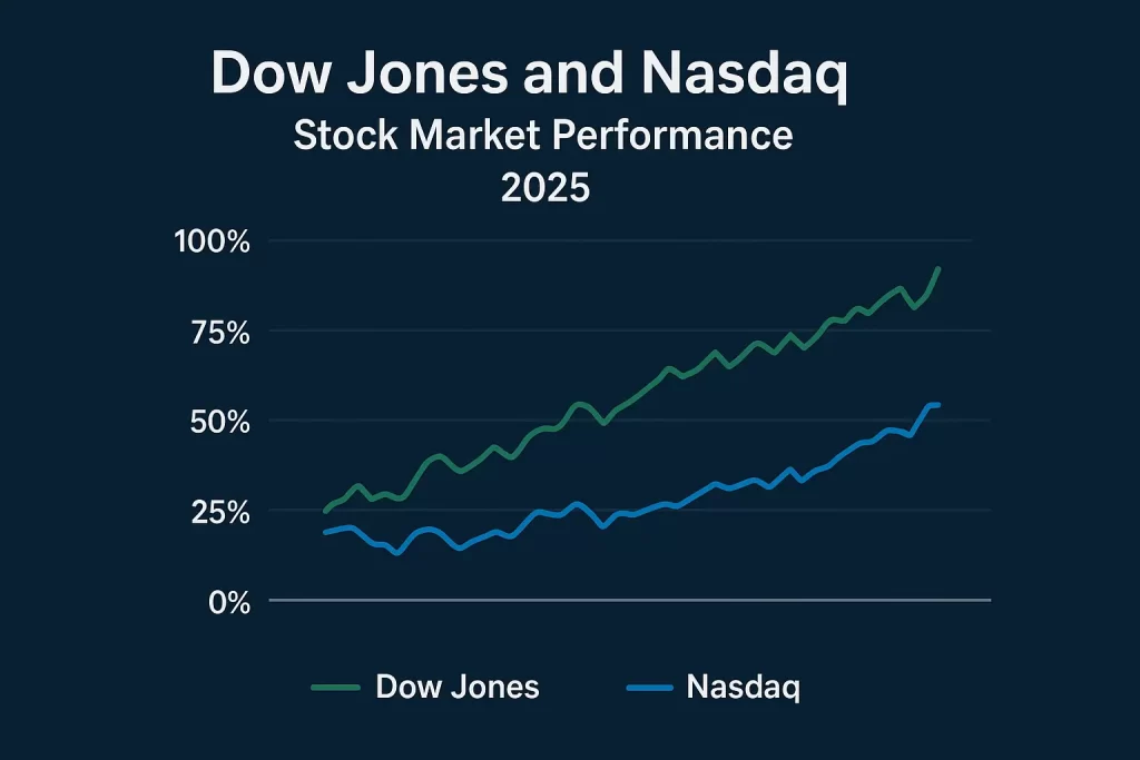 Dow Jones and Nasdaq stock market performance 2025