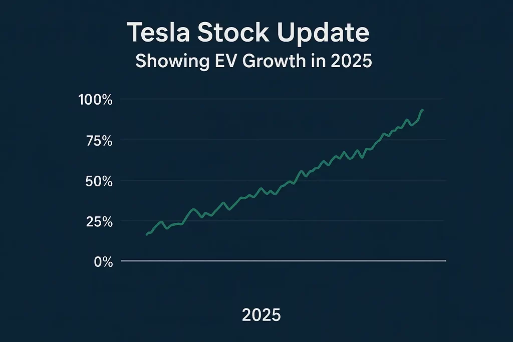 Tesla stock update showing EV growth in 2025
